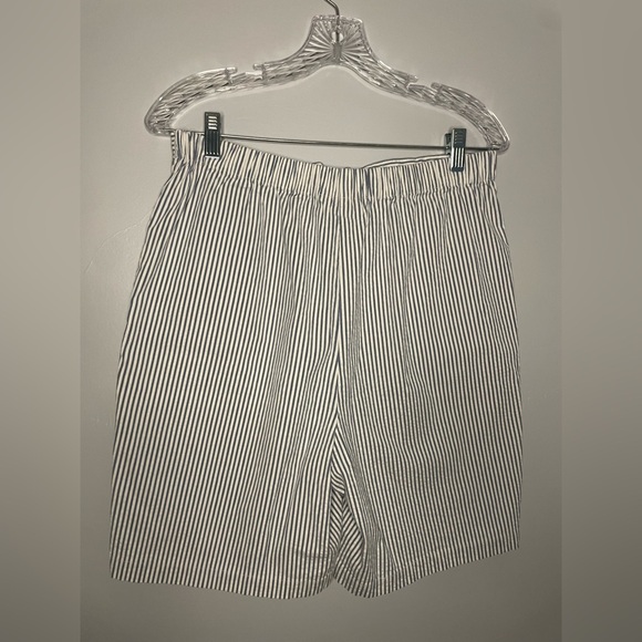 Denim & Co Vintage Blue White Stripe Shorts 4 Pockets Elastic Waist 7" Inseam - Picture 10 of 16